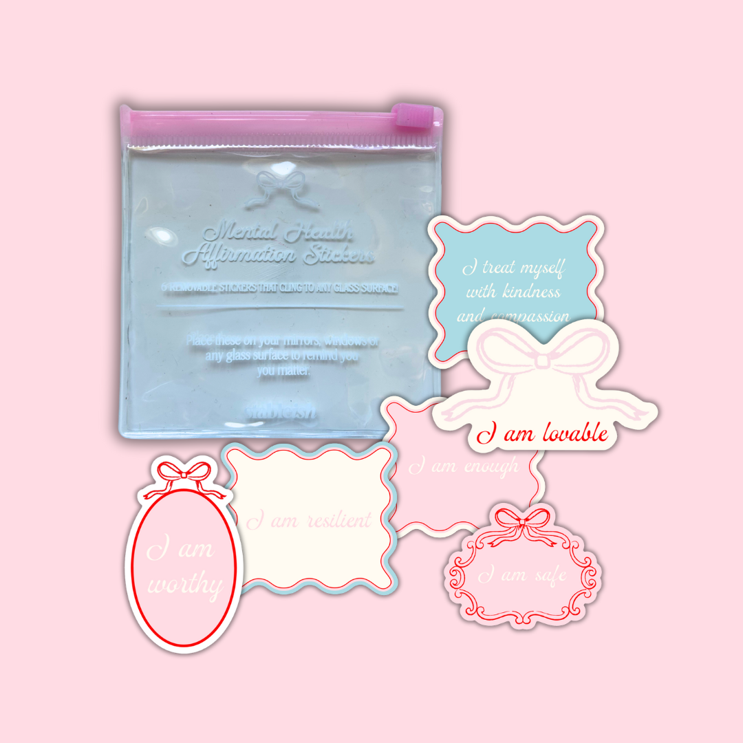 Mental Health Affirmation Window Clings 💖 | Set of 6 Reusable Mirror Stickers