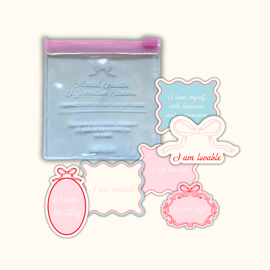Mental Health Affirmation Window Clings 💖 | Set of 6 Reusable Mirror Stickers
