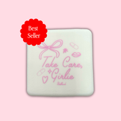 Take Care, Girlie Mini Pill Case 🤍 | White Compact Travel Pill Organizer