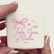 Take Care, Girlie Mini Pill Case 🤍 | White Compact Travel Pill Organizer