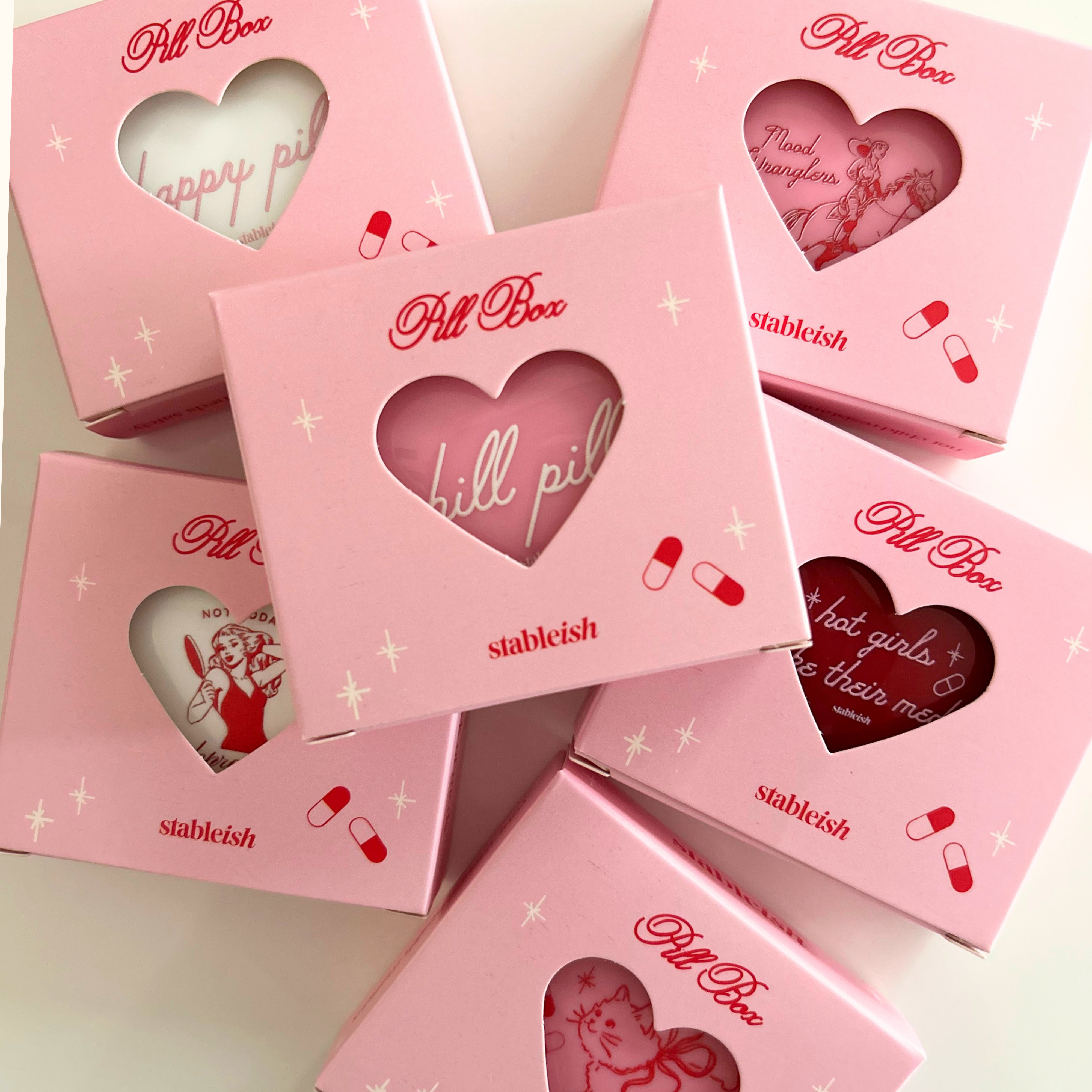 Take Care Heart Pill Case - Red & Pink