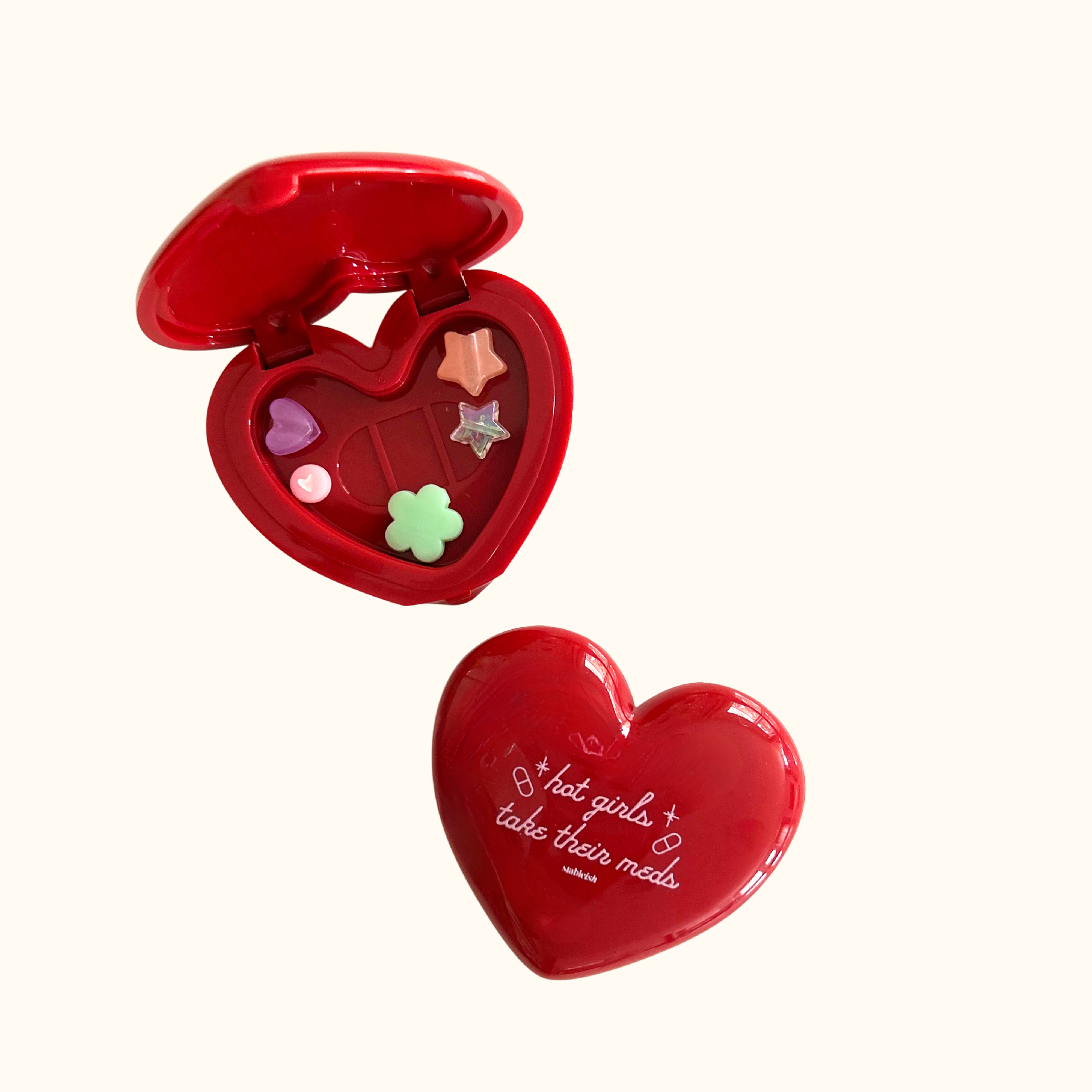 Hot Girls Take Their Meds Heart Pill Case - Red & Pink