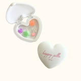 Happy Pills Heart Pill Case - White & Pink