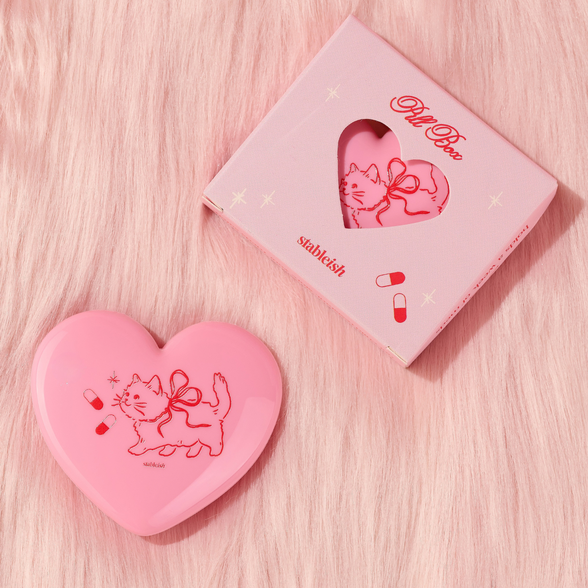 Cutie Cat Heart Pill Case