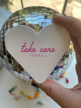Heart Pill Box – “Take Your Meds” 7-Day Weekly Organizer for Meds & Vitamins | Cute Self-Care Gift | Travel Pill Case Stocking Stuffer