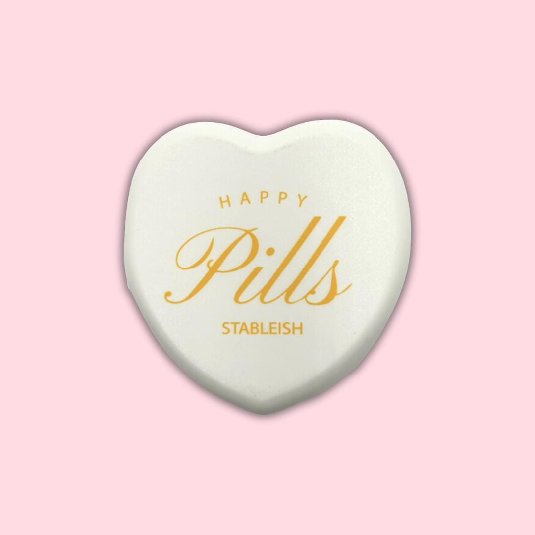 White Heart Pill Box – “Happy Pills” Compact Pill Organizer for Meds & Vitamins | Cute Self-Care Gift | Holiday Stocking Stuffer