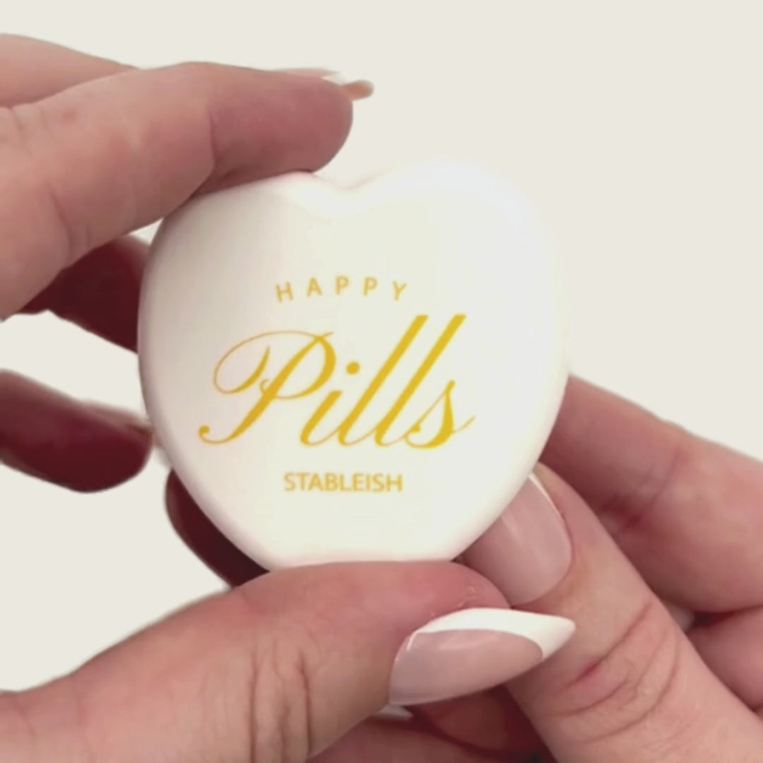 Happy Pills Mini Pill Case 💛 | White Travel Pill Organizer