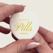 Happy Pills Mini Pill Case 💛 | White Travel Pill Organizer