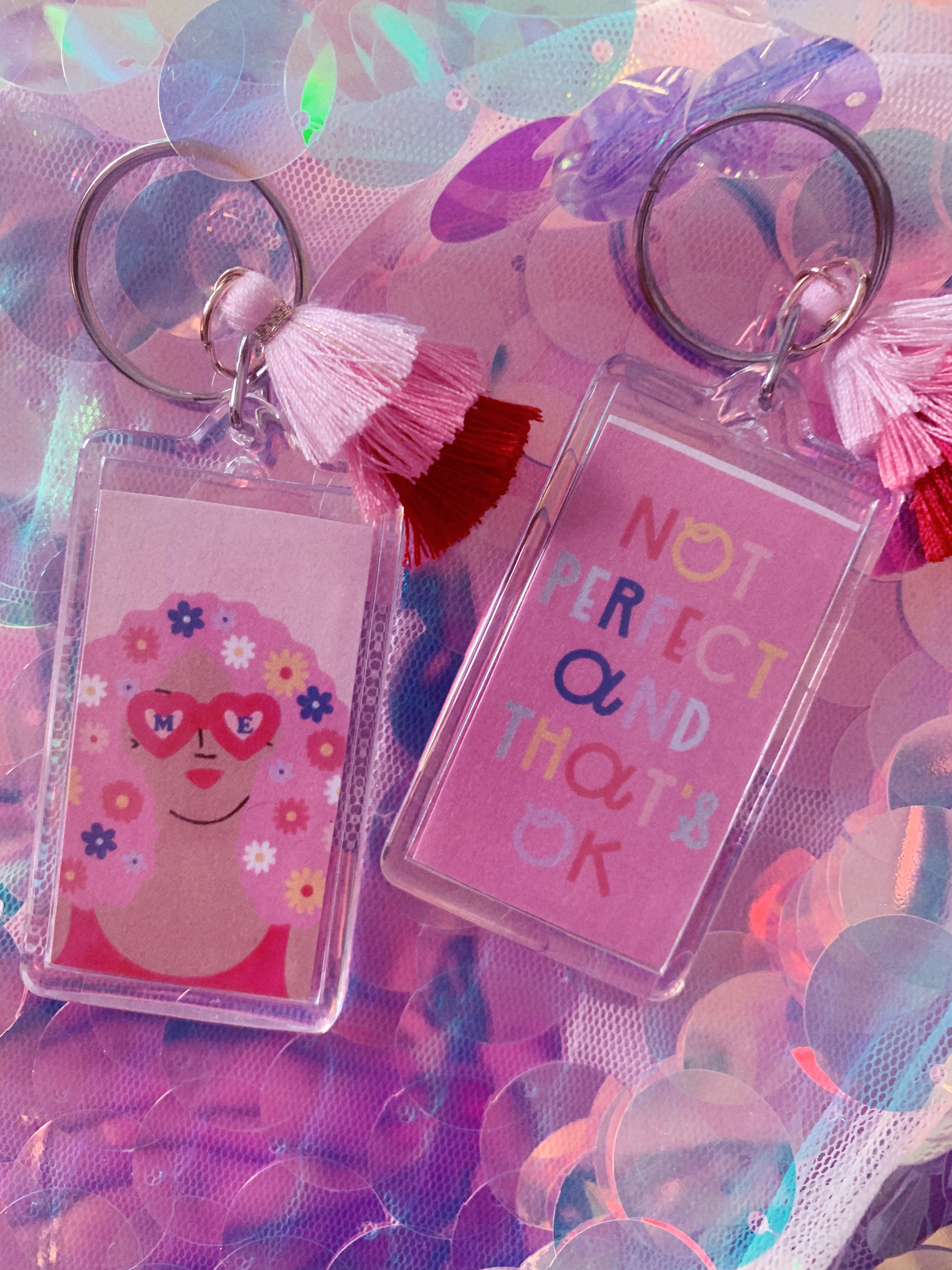 Flower Child Pink Tassel Keychain